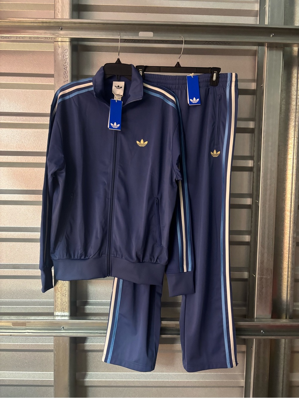 Adidas Firebird Tracksuit Set Blue/White KD3843 and KD3832